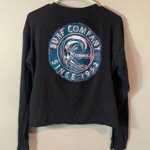 Women’s O'neill Graphic Long Sleeve Black Crew Neck Cropped T-shirt